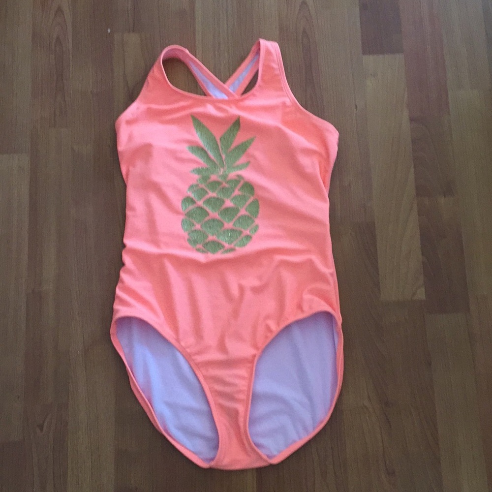 Youth girls Pineapple one piece bathing suit.